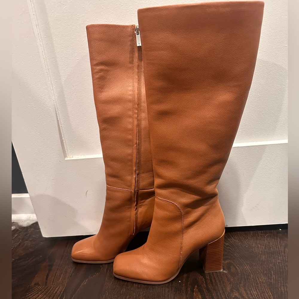 Kenneth Cole knee high wide calf leather boots